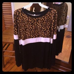 Black , white stripe cheetah shirt